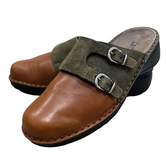 Naot Leilani Leather & Suede Clogs – Brown & Green – Size 8.5 - 9 - Picture 3 of 11